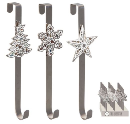 Wreath Hanger Silver Xmas