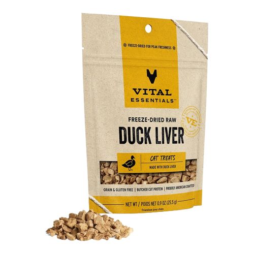 Vital Essentials Cat Freeze Dried Treat Duck Liver .9oz