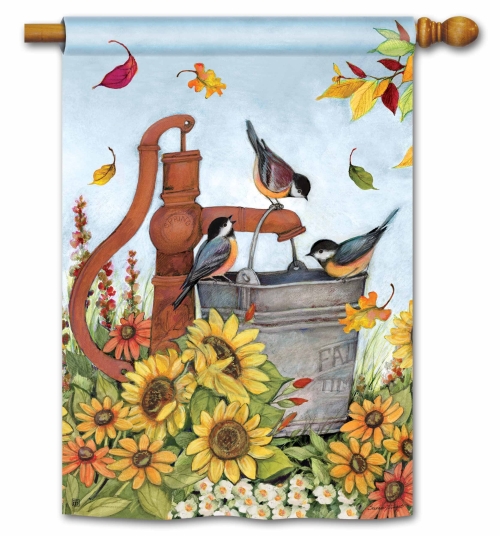 House Flag Water Bucket Birds