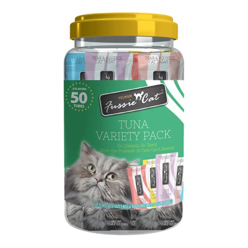 Fussie Cat Treat Tub Tuna Variety Pack 50ct