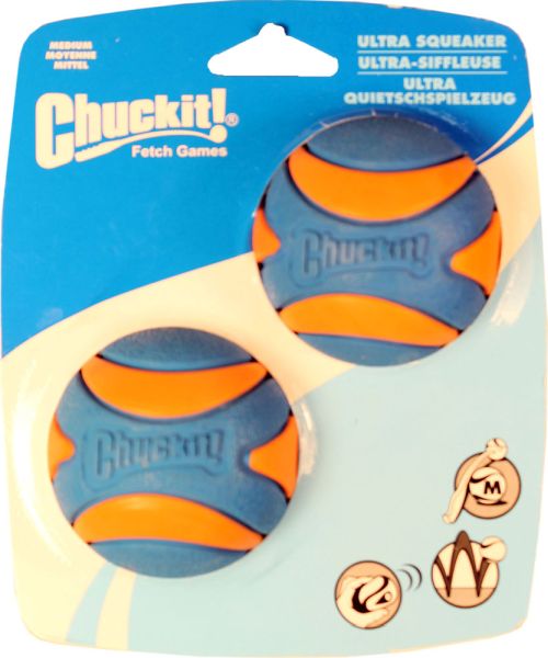 Chuckit Ultra Sqk Ball Med 2pk
