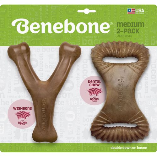 Benebone Dental Wishbone Combo Pack Bacon Medium 2pk