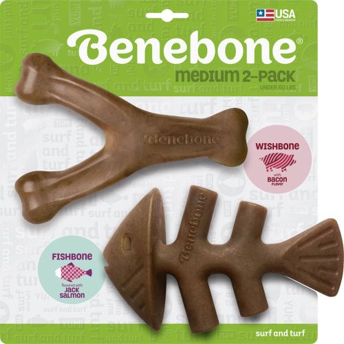 Benebone Fishbone Wishbone Combo Pack Medium Bacon & Salmon 2pk