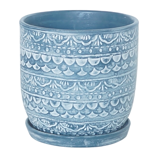 Planter Stara 5.5" Blue W/saucer