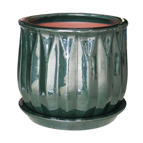 Royden Pot Faceted 8" Green