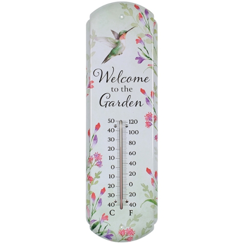 Thermometer Tin Welcome Garden