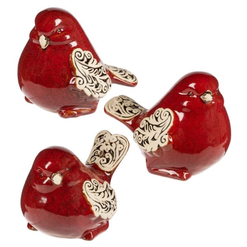 BIRD RED GLAZE 5"h q3