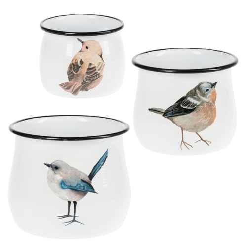 Bird Enamel Planter LG