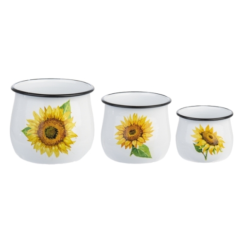 Sunflower Enamel Planter LG