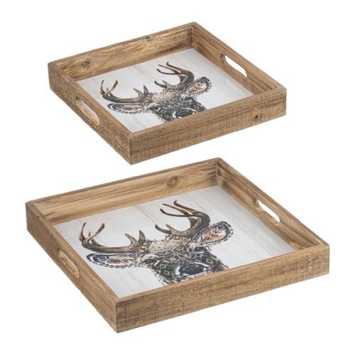 Tribal Deer Tray Lg