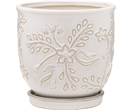 Pot 6" Cerm Venice Wht Pot