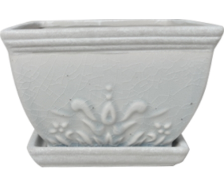 Pot 6" Cerm Sq Brent Wht Pot