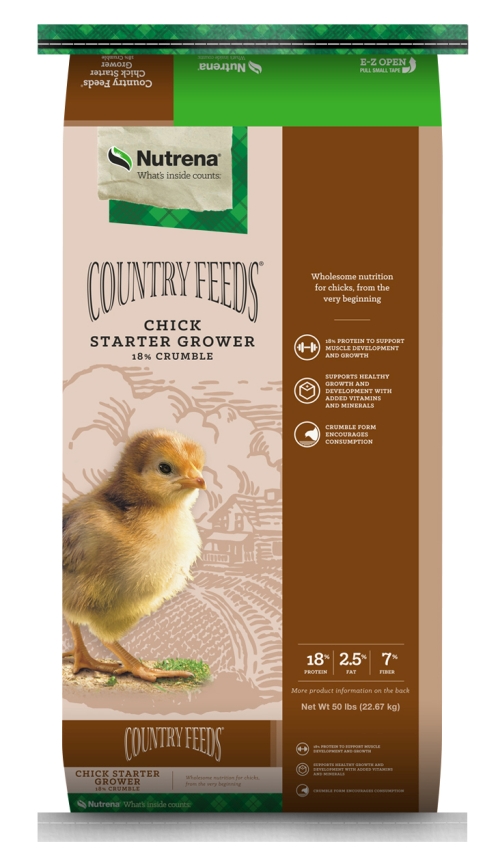 Nutrena Country Feeds Chick Starter Grower Non Medicated 18% Crumble 50lb.