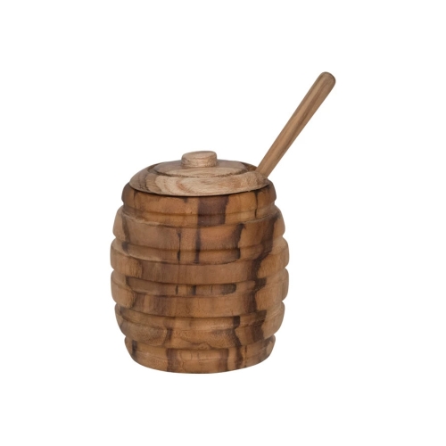 Teakwood Honey Jar