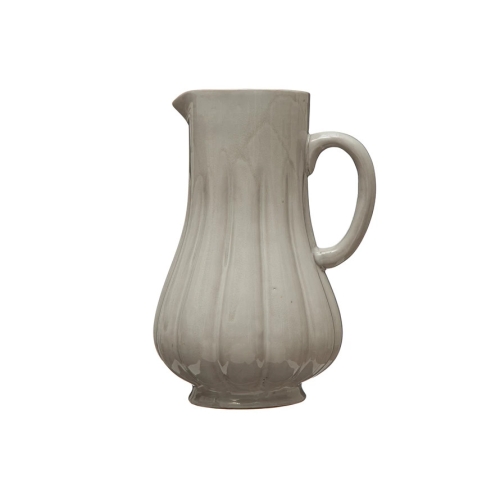 62 OZ Stoneware Fluted Pitcher