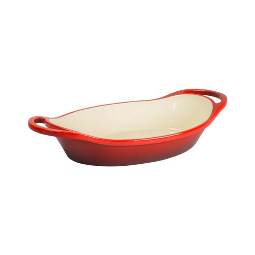 2qt Oval Red Essential Enamel Cast Iron Casserole