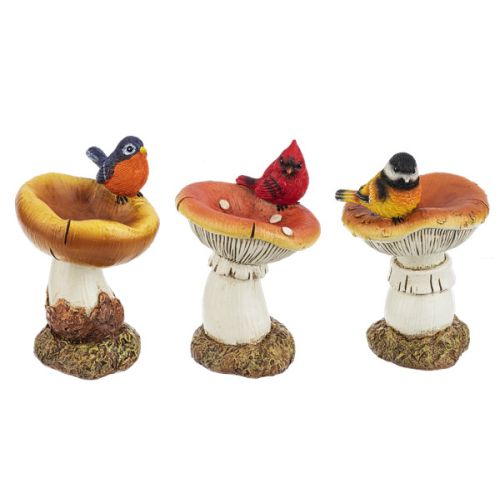 Mushroom Bird Figurine