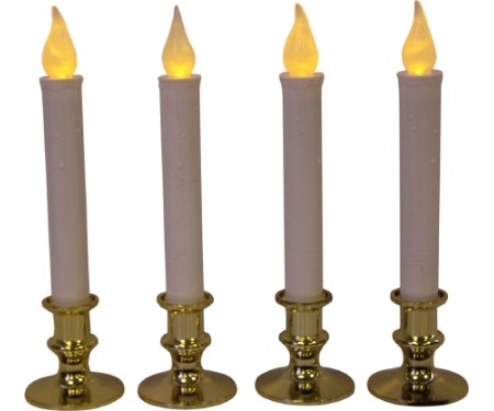 Candle 9" Led Gold 4pk