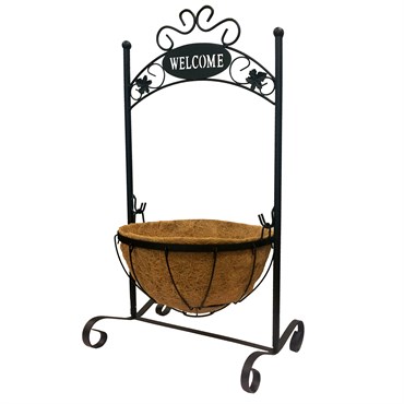 Welcome Planter Stand 26" Black