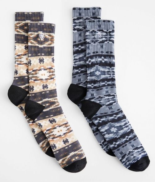 Ariat Sock Midwest Gray & Beige XL 2pk