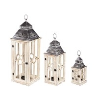 Mango Wood Lantern Antique Lg