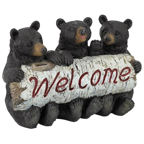 Statue Black Bear Cubs Welcome