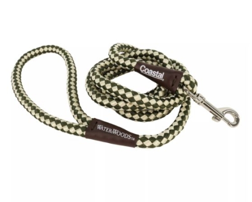 Coastal Water & Woods Leash Green & White 6'