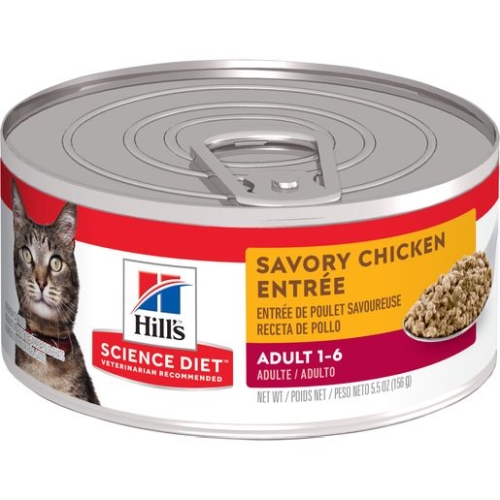 5.5Oz Hill's Science Diet Adult Canned Cat Food, Savory Chicken Entree, 5.5