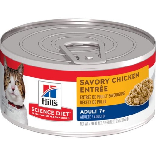 5.5Oz Hill's Science Diet Senior 7+ Canned Cat Food, Savory Chicken Entree,