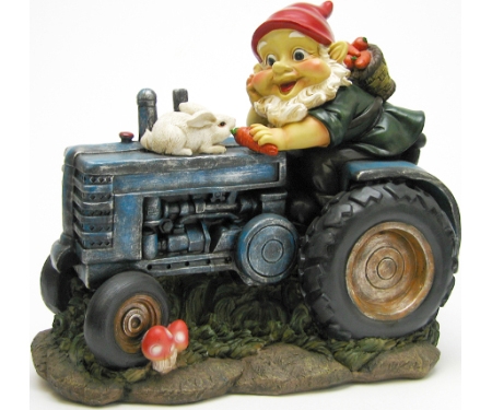 Bunny Aboard Tractor Gnome