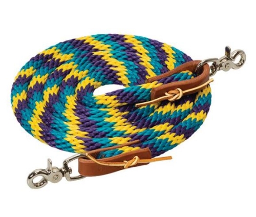 Roper Reins 3/8"x8' Yellow, Teal & Purple