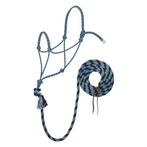 Rope Halter w/ 12' Lead Rope Gray & Blue