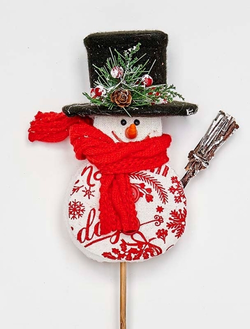 18" Snowman Pick W/ Black Hat