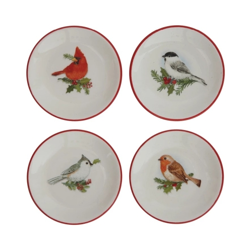 3" Round Ceramic Dish W Bird