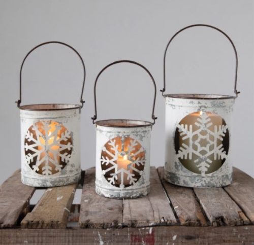 Metal Snowflake Bucket MED