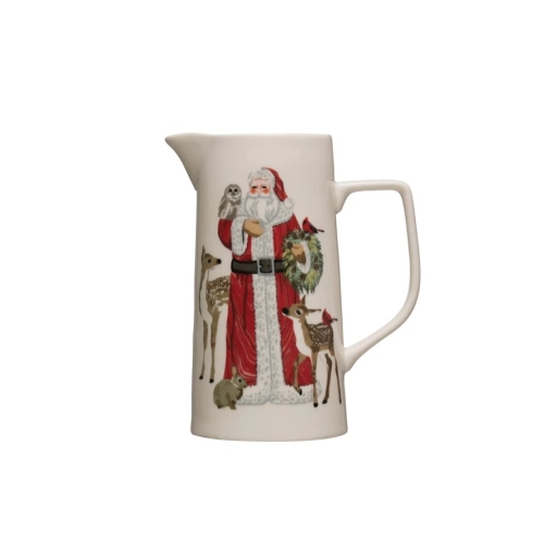 Stonewear Pitcher Santa Animals