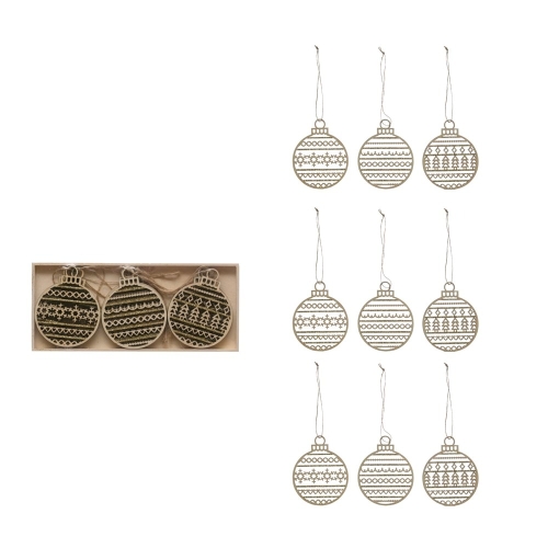 Orn Wood Laser Cut Set of 9