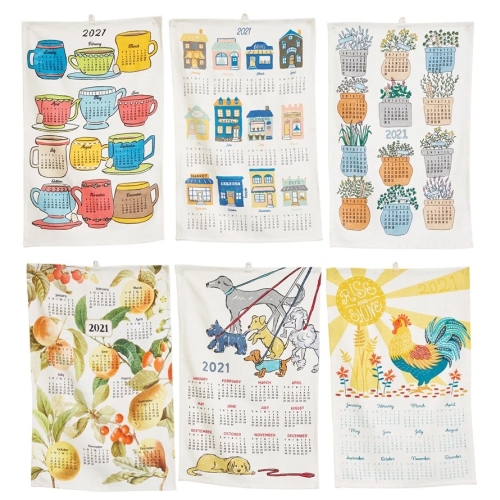 Tea Towel Cotton Calendar Astd