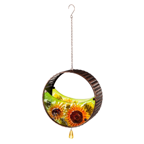 Bird Feeder Sunflower Metal/Glass Half Round
