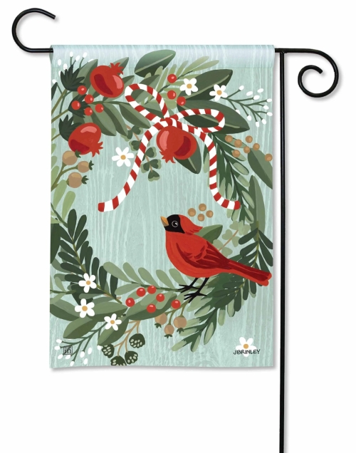 Garden Flag Cardinal Wreath