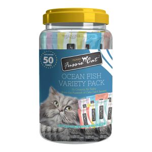 Fussie Cat Treat Tub Ocean Fish Variety Pack 50ct