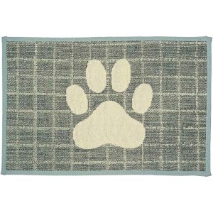 Pet Dinner Mat Blue Plaid Paw