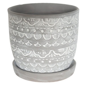 Planter Stara 4" Gray W/saucer