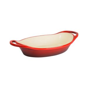 2qt Oval Red Essential Enamel Cast Iron Casserole