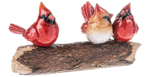 Figurine 3 Cardinals On Log