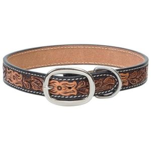 Weaver Collar Leather 3/4"X17" Carved Floral