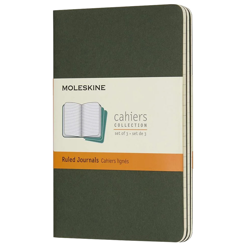 Moleskine Cahier Pocket Journal Ruled 3 Pack 3.5"x5.5" Myrtle Green