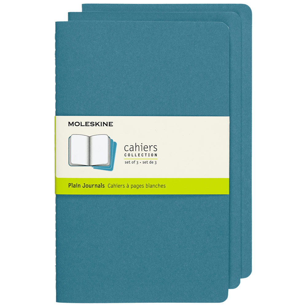 Moleskine Cahier Large Journal Plain 3 Pack 5"x8.25" Brisk Blue