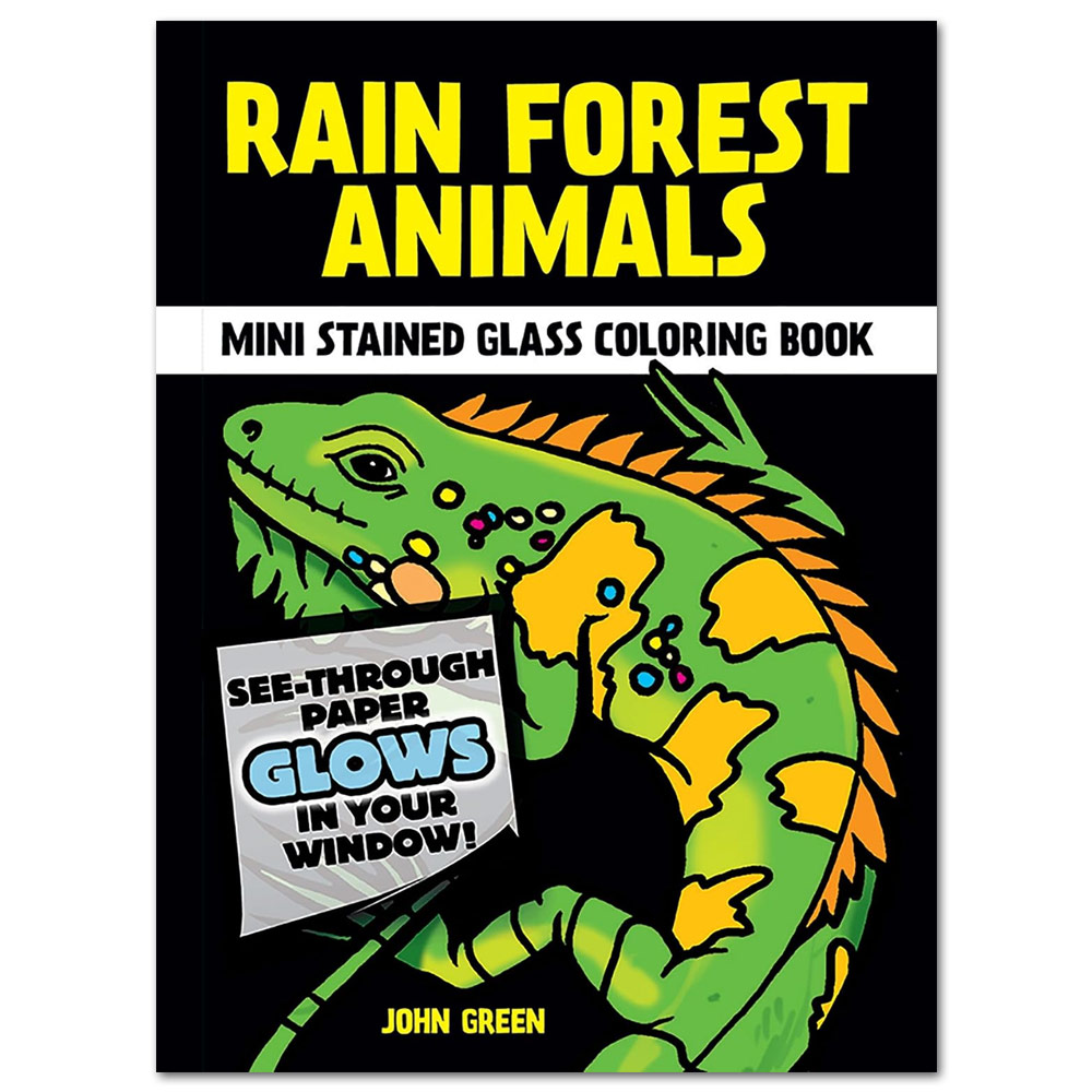 Rain Forest Animals Mini Stained Glass Coloring Book