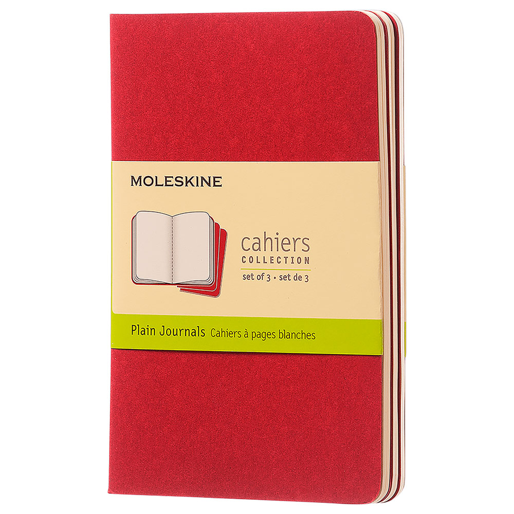Moleskine Cahier Pocket Journal Plain 3 Pack 3.5"x5.5" Cranberry Red